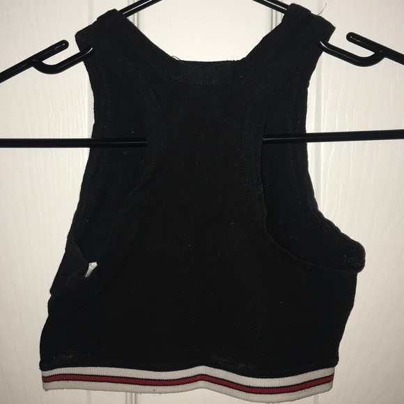 black crop top style bra with white+red stripes - Picture 2 of 6